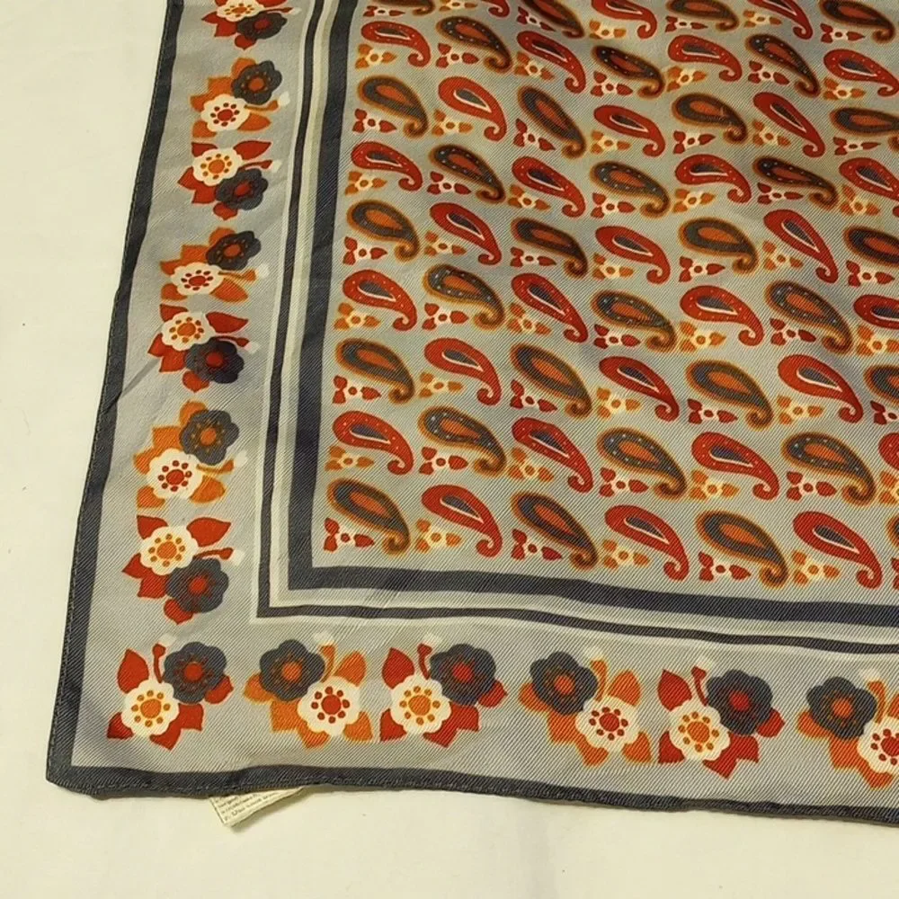 Vintage Blue and Orange Handkerchief/Scarf